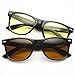 zeroUV - Blue Blocking Driving Horn Rimmed Sunglasses Amber Tinted Lens 54mm (5 Black + Black Yellow)