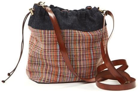 Small denim bucket bag combined with upholstery - SAQUET Andina