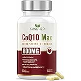 Sundhed Natural CoQ10 Powerful Antioxidant Supplement - Extra Strong Formula 800mg, 60 Capsules, 1-Month Supply with Coenzyme Q10 Vitamins and Supplements