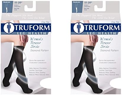 Truform Women's Fit Compression Socks, Diamond Knit Pattern, 15-20 mmHg, Tan, Small (Pack of 2)