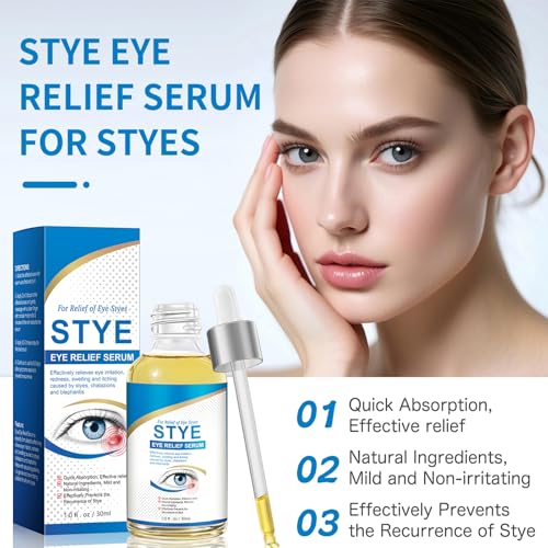 Stye Eye Treatment, Natural Stye Relief Serum for Chalazion, Blepharitis & Eyelid Bump, Gentle Soothing Eye Care for Swelling Redness Irritation (30 ml)