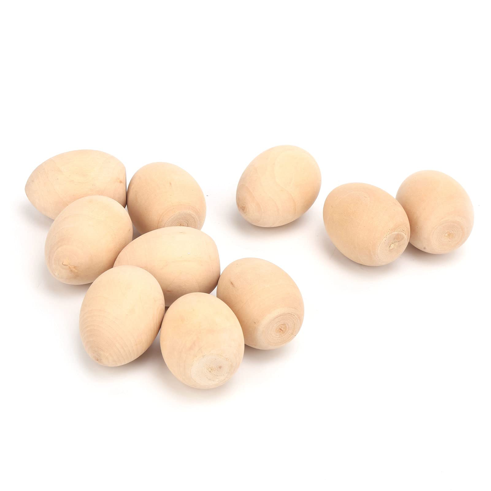 Faux Fake Eggs, 1.4 X 1.8in Medium Size 1.0 X 1.5in Small Size Life-Size Wooden Craft Eggs for Dyeing Painting Decorating Crafting for Children DIY Game(M, Blue)