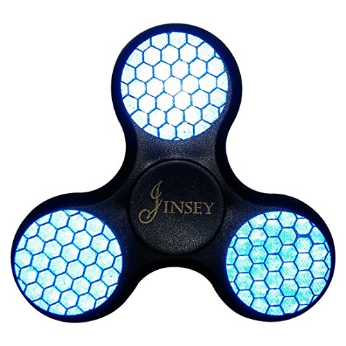 JINSEY Tri-Spinner EDC Fidget Toy Stress Reducer With Premium Hybrid Ceramic Bearing - Perfect For ADD, ADHD, Anxiety, and Autism Adult Children(Fluorescence White)