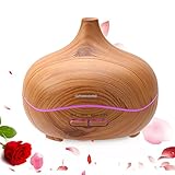 Ominihome Essential Oil Diffuser 300ml Cool Mist Humidifier Ultrasonic Aroma Diffuser, Waterless Auto Off, Wood Grain, Brightness Adujstable, Birthday Gift (Wood Grain)