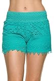 Bellarize Women's Crochet Shorts with Jagged Edge and Inner Lining