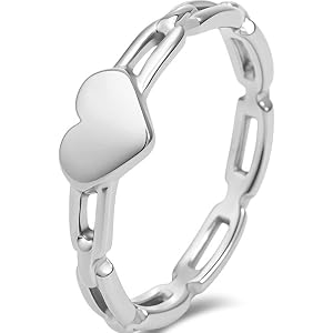 JUDE Jewelers Stainless Steel Heart Shape Chain Style Wedding Statement Promise Anniversary Ring