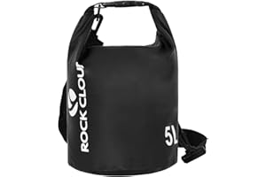ROCK CLOUD Dry Bag Waterproof 5L Dry Sack for Kayaking Rafting Boating Beach Surfing Swimming Canoe Camping Hiking Fishing Ski, Black