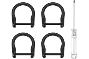 HARFINGTON 4pcs D-Rings Screw in Shackle 5/8" Metal Horseshoe U Shape Semicircle D Ring Purse Key Holder with Screwdriver for