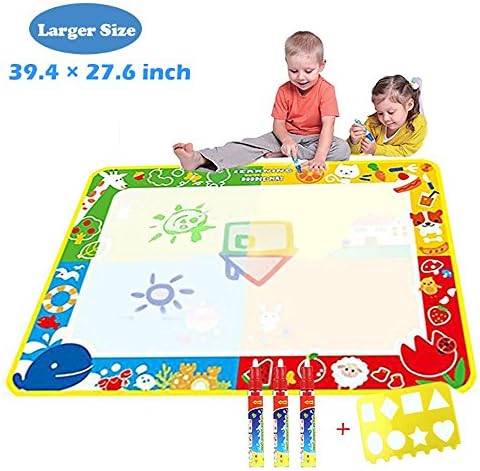 Drawing Mat Doodle Mat Large Size(39.4 X 27.6 Inch) Water Drawing Pad In 4 Colors with 3 Magic Pens and 8 Painting Templates(Color Random) No Mess Best Kids Educational Toy