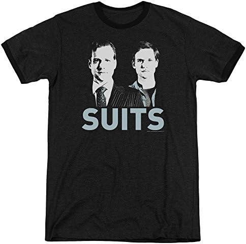 Suits Harvey &amp; Mike Mens Adult Heather Ringer Shirt Black Md
