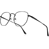 RB.Pilot Classic Square Polygon Reading Glasses for Men Women Light Blocking Computer Readers Spring Hinge Metal Frame