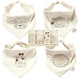 Bandana Bib - Best for Drooling and Teething - 100% Natural Colored Cotton Baby Bibs for Girls and Boys - 4 Pack, Perfect Drool Bibs Gift Set