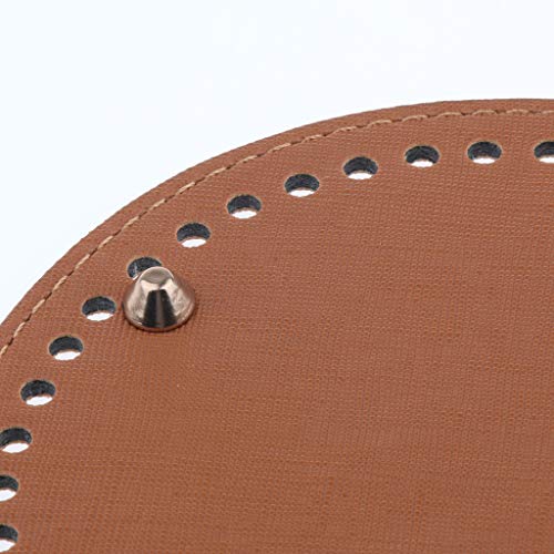 Fenteer Hand-Woven DIY Crochet Bags Round Bottom Insert Pad Shaper Rivets Cushion 15 cm - Brown