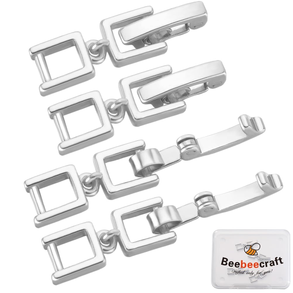 Beebeecraft 1 Box 6Pcs Small Fold Over Clasps Platinum Plated Brass 20mm/0.79in Necklace Bracelet Extenders Bracelet Clasps for Bracelet Necklace DIY Jewelry Making