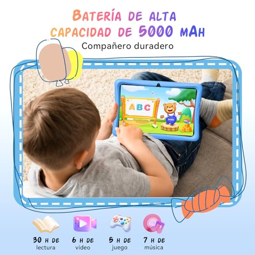 Kids Tablet 10 Inch, Android 16 Tablet for Children from 3 to 12 Years, 16GB RAM 64GB ROM/2TB TF, Parental Controls, GMS, WiFi6, Children's Tablet with Anti-fall Case and Pencil, 4 Year Warranty