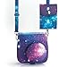 [Portable Instax Mini Photo Collecting Case] —WOODMIN Exclusive Starry Sky Galaxy PU Leather Storage Bag for 3 Inches Photos, Films and Fijifilm Instax Mini Close-up Lens (Blue)