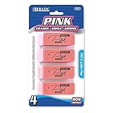 BAZIC Pink Eraser, Latex Free Bevel Erasers, Large