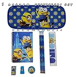 Minions BLUE Pencil Case with 1 Random Stationery Set