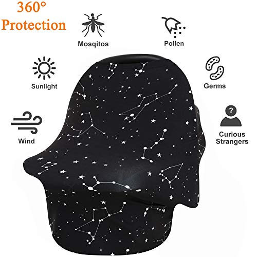 Nursing Cover, Baby Car Seat Canopy Soft Breathable Stretchy Infant Carseat Covers, Mom Breastfeeding Scarf Shawl Lightweight Cotton for Stroller,High Chair, Shopping Cart,Shower Gift for Girls Boys - Thumbnail 3