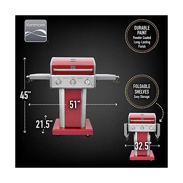 Kenmore-PG-4030400LD-RD-AM-3-Burner-Outdoor-Patio-Gas-BBQ-Propane-Grill-Red