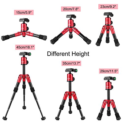 ZOMEI Trepied Smartphone Pied Appareil Photo avec 360 Degrés Tête pour Appareil Photo et Smartphone Rouge