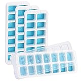 OMorc Ice Cube Trays 4 Pack [Upgraded Version], Easy-Release Silicone and Flexible 14-Ice Trays with Unique Removable Lid, Make Larger Ice Cubes, BPA Free, Stackable Durable and Dishwasher Safe