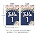 Hadley Designs 1-25 Navy Blush Floral Table Number Double Sided Signs for Reception, Restaurant, Birthday Event, Calligraphy Printed Numbered Card Centerpiece Decor Setting Reusable Frame Stand (4x6)