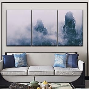 3 Panel Mountain Peak in The Mist x 3 Panels