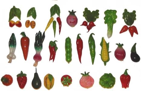 25 Piece Set Hand Made Decorative Colorful Fruit and Vegetable Fridge Magnets 1.5-3.0"h