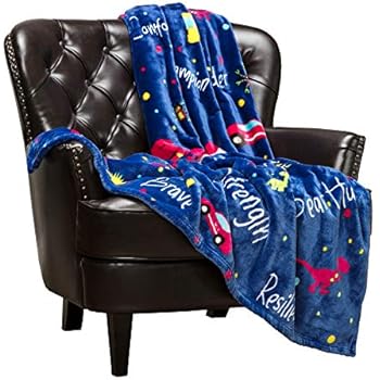 Chanasya Love Hug Play Dream Gift Throw Blanket - Representing Hope Joy Strength Happiness Adventure Fun Compassion Resilence Imagination for Kids Boy Girl Toddler Children Gift Blanket -Blue