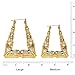 Gold Plated Hollow Triangle Bamboo Hoop Earings. Premium Finish & Quality. 2 X 2.5 Inch. Medium