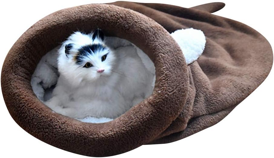 BLEVET Fleece Soft Cat Sleeping Bag Windproof Snuggle Sack Blanket Mat