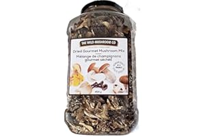 The Wild Mushroom Co. Dried Gourmet Mushroom Mix. (Yellow Boletes, Oyster Mushrooms, Portobello, Porcini). Packed in France. 