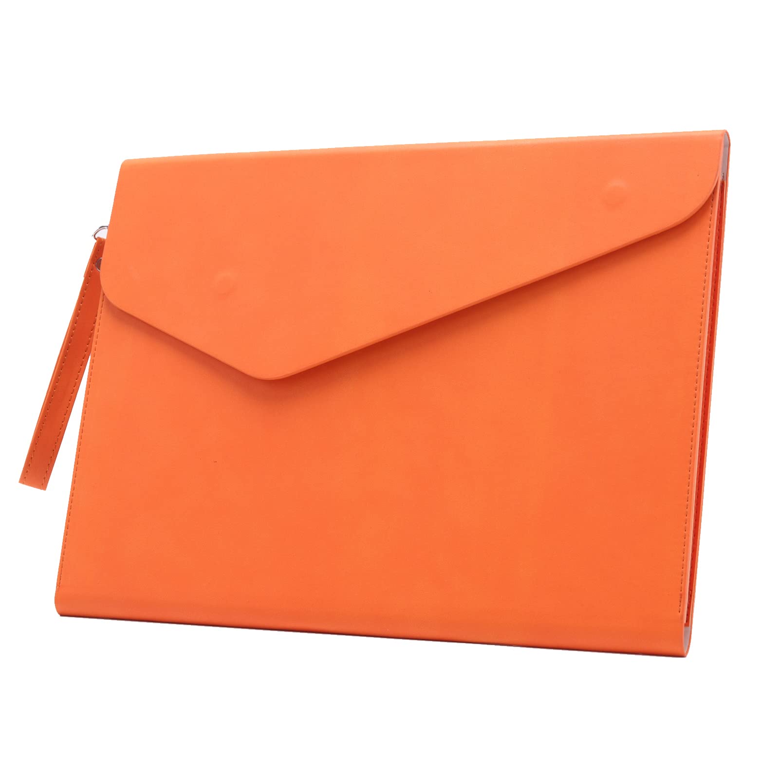 Photo 1 of Enyuwlcm PU A4 Leather File Folder Document Holder Folder Stylish Portfolio Envelope Case with Strap and Invisible Magnetic Closure (Orange)