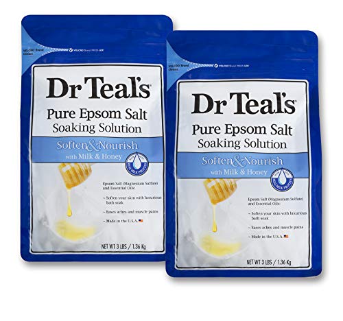 Dr. Teal’s Epsom Salt Soaking Solution, Soften & Nourish with Milk and Honey, 48oz, Pack of 2