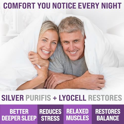 EcoHeal Luxury Lyocell Grounding Sheets King 22% Silver Fiber, 74% Cooling Lyocell, 4% Silk, Quality Certified - Conductive Earth Fitted Sheet 15" Deep w/Wash Bag & Wool Dryer Balls, Beige