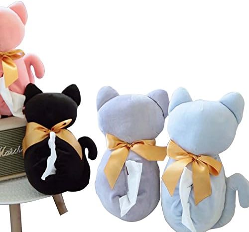 shanzhizui Big bow Cat Cute paper towel sets Car Hangable Tissue box cover, black