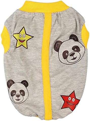 Douge Couture Printed Summer T-Shirt (Grey Colour with Cute Patches, 28 Inch)