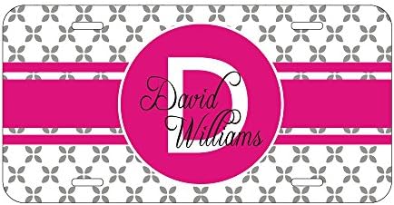 Pink and Grey Engraved License Plate Frame Custom License Plate Metal Alunimum Auto Tag