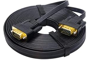 DTECH Ultra Flat Slim VGA Cable Male to Male VGA Monitor Cord in Black 33 feet