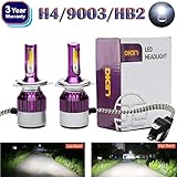 2018 Newest Design LED H4/9003/HB2 LED Headlight High Low Dual Beam Bulbs Kit 6000K 12000LM Super Bright Car Light Replacement - 3 Year Warranty