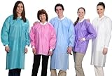 ValuMax 3560MBM Easy Breathe Cool and Strong, No-Wrinkle, Professional Disposable SMS Knee Length Lab Coat, Medical Blue, M, Pack of 10