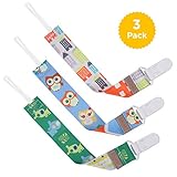 GAGAKU 3 Pack Pacifier Clip Holder for Girls and Boys Teeth Ring Toy Leash, Double-side Print Modern Design