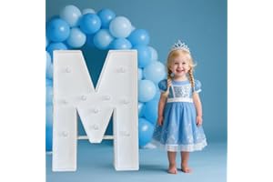 PRELIFE MEMORY 3FT/36 Inch Light Up Marquee Letter A-Z, White Frame KT Board Plug-in KT Board with Bracket White LED Party Decorative Light Decoration for Birthday Party Anniversary (M)