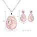 Everrich Bing-bling Pink Solitaire Oval Opal Rose Gold Plated Wedding Necklace Earrings Sets Gifts for Womens, 2 Pcs, Pink