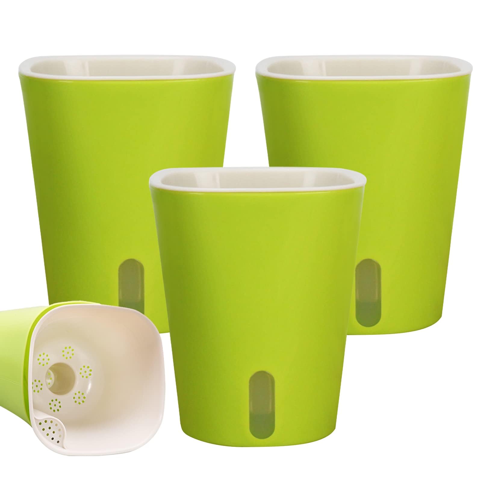 TCBWFY 9 Inch Self Watering Pots for Indoor Plants,3 Sets Self Watering Planter Pots with Visual Water Level Window and Multiple Vents,Self Watering Plant Pot for All House Plants,Flowers,Herbs Image