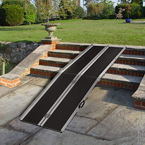 ORFORD Non Skid Multifold Wheelchair Ramp 8FT, Utility Mobility Access Threshold Ramp for Home Steps Stairs Doorways Scooter