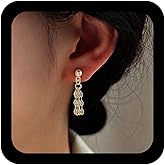 Jugielu Bohemian Long Chain Tassel Dangle Earrings Gold Sequin Drop Chandelier Earrings Multi Fringe Linear Earring Vintage Small Round Ball Studs Statement Jewelry for Women