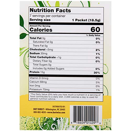 BariWise High Protein Powder Fruit Drink (15g Protein) / Low-Carb Diet Drinks - Lemonade (7 Servings/Box) - Fat Free, Low Carb, Low Calorie, Sugar Free