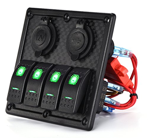 image for DCFlat 5 Pin 4 Gang / 6 Gang Car Marine Boat Circuit RV LED Rocker Swi